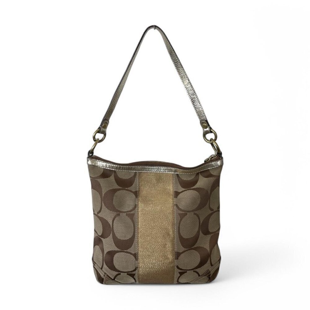 Vintage Coach Signature Metallic Gold Hobo Bag - Picture 2 of 6